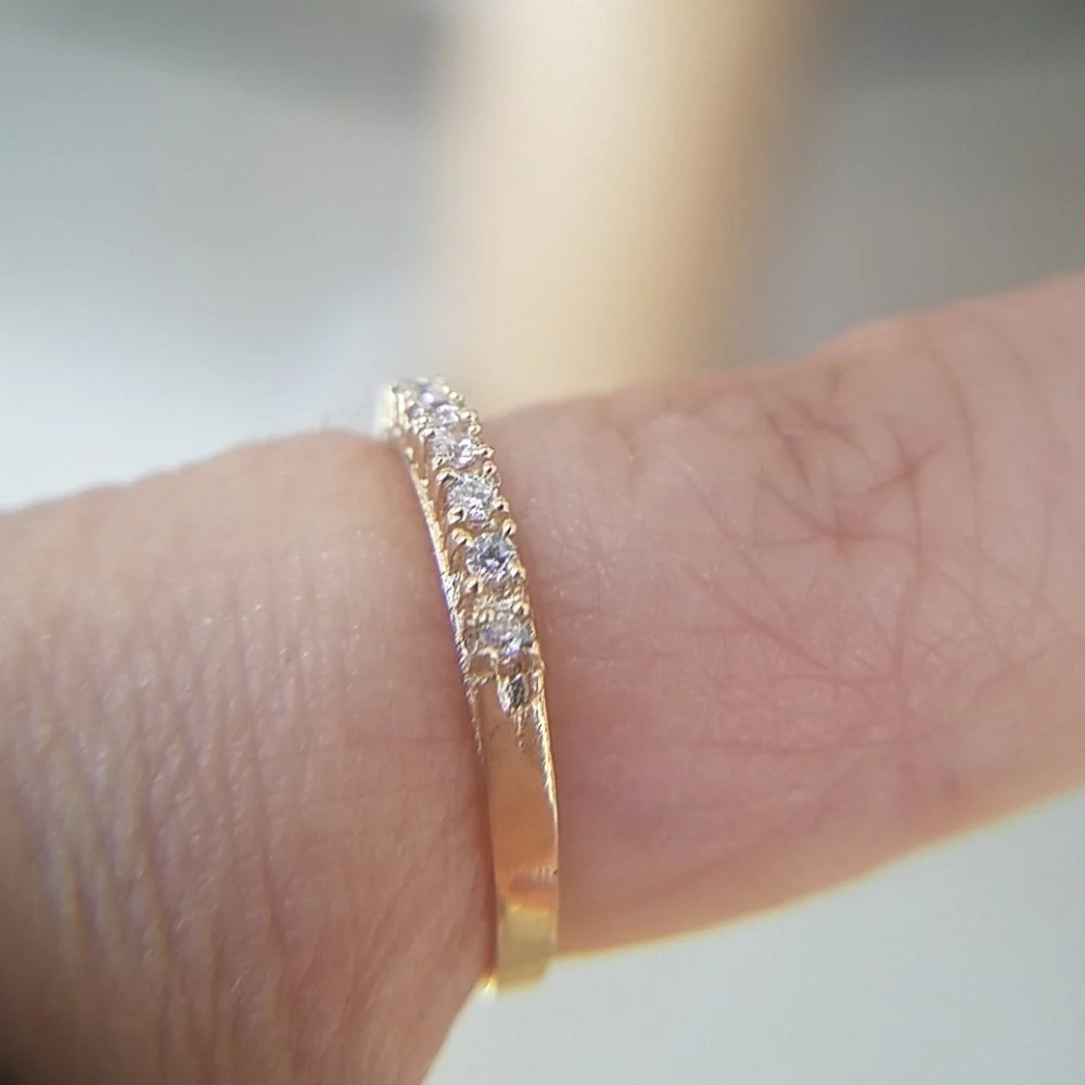 tiny 14k Yellow gold Children CZ Pinky Ring